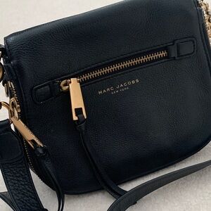 Marc Jacobs Black Recruit Nomad Leather Crossbody Bag with Gold